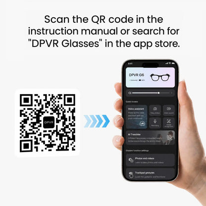 DPVR G6 AI Smart Glasses — Photo & Video Capture, Smart Glasses with Camera, Translation — Scan QR Code to Download App — Bluetooth Glasses with Photochromic Lenses (Bonus Sunglasses Lenses Included) — Ideal Father Wireless Eyewear