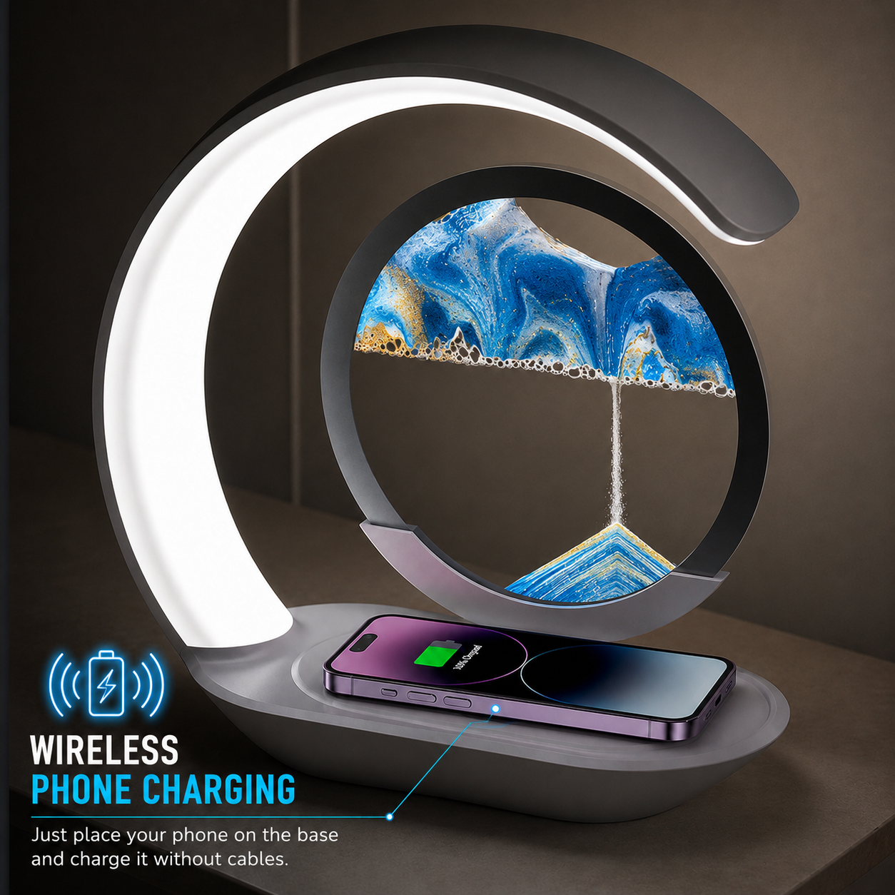 LED Sand Lamp with Wireless Charging
