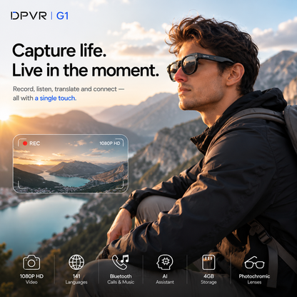 DPVR G1 AI Smart Glasses – 1080p Camera & 141-Language Translation