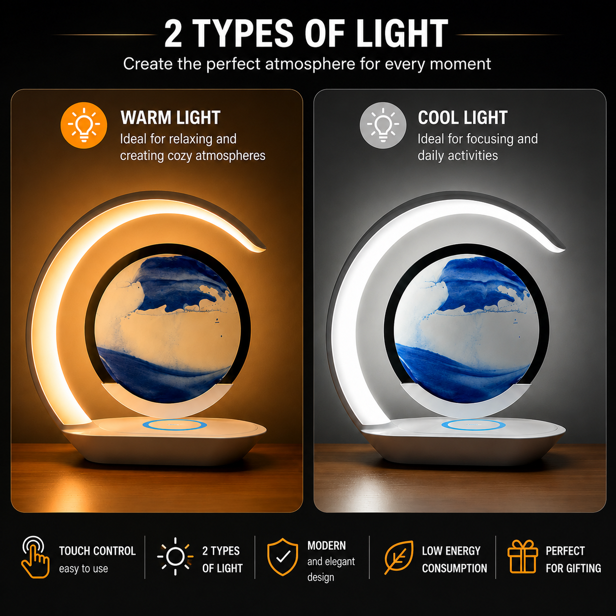 LED Sand Lamp with Wireless Charging