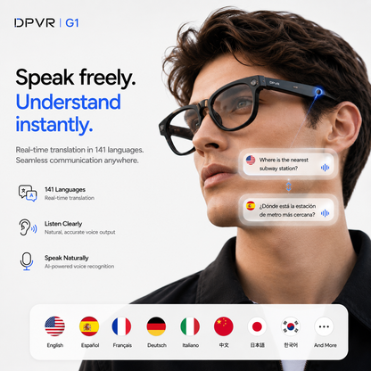 DPVR G1 AI Smart Glasses – 1080p Camera & 141-Language Translation