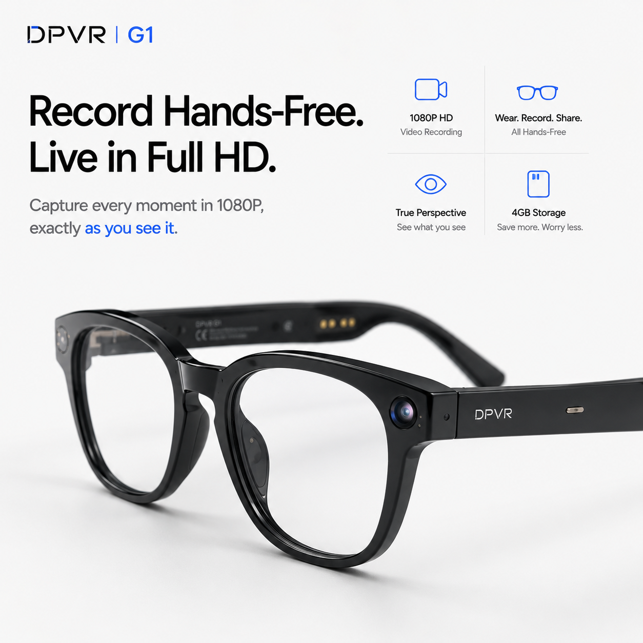 DPVR G1 AI Smart Glasses – 1080p Camera & 141-Language Translation