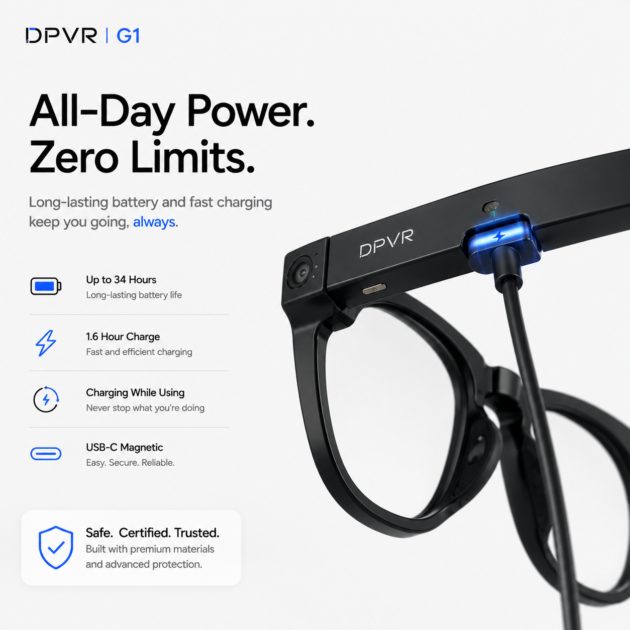 DPVR G1 AI Smart Glasses – 1080p Camera & 141-Language Translation
