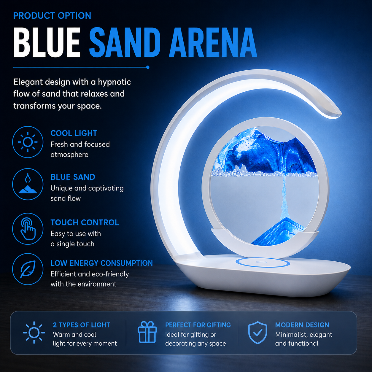 LED Sand Lamp with Wireless Charging